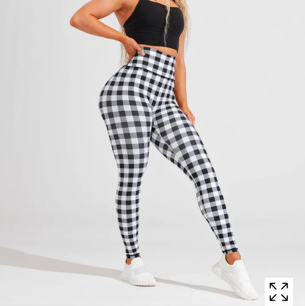 Buffbunny Legacy Leggings White Check Size M